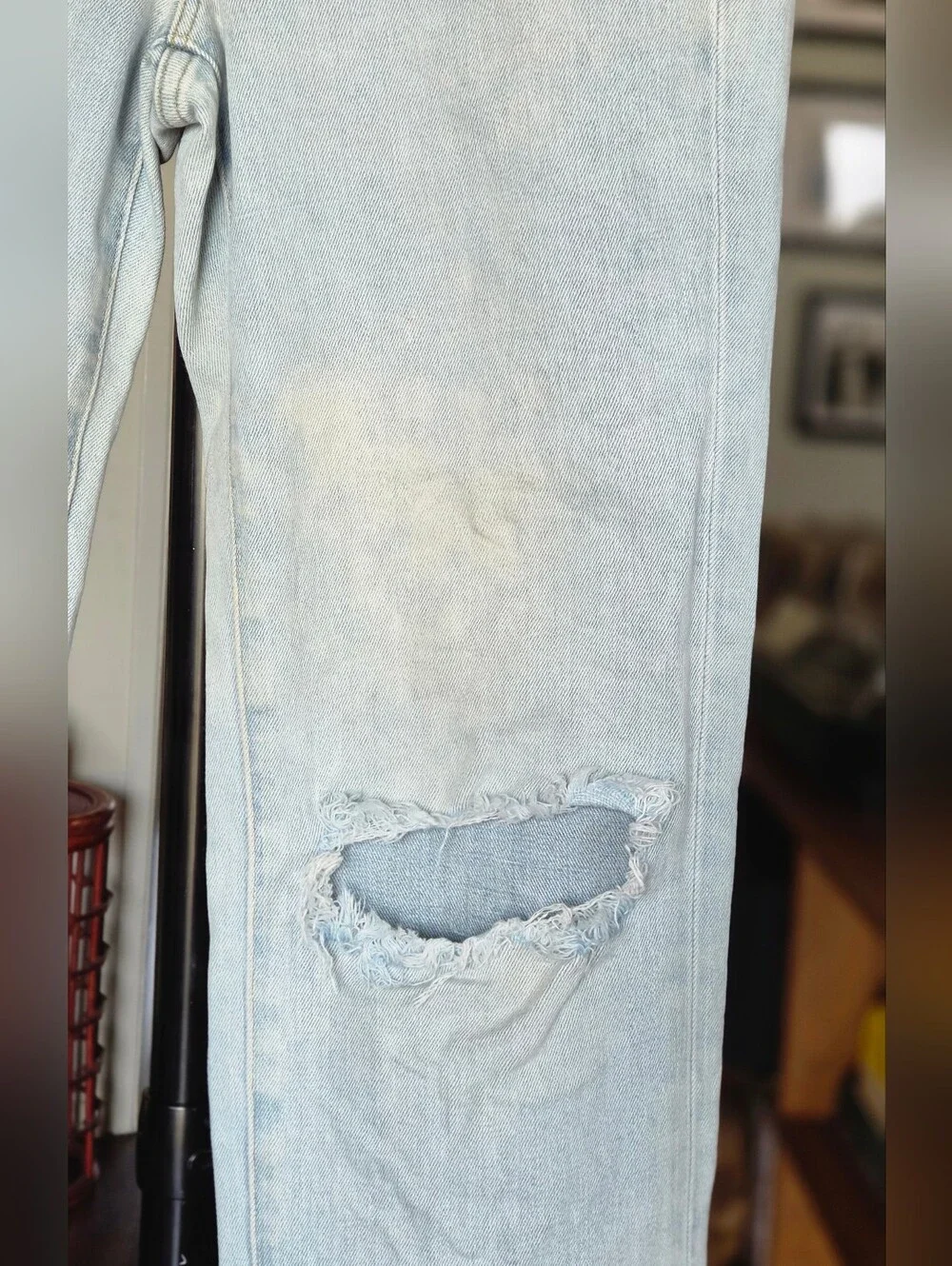 AYR The Sugar Straight Leg Light Wash Distressed Jeans - Picture 2 of 12